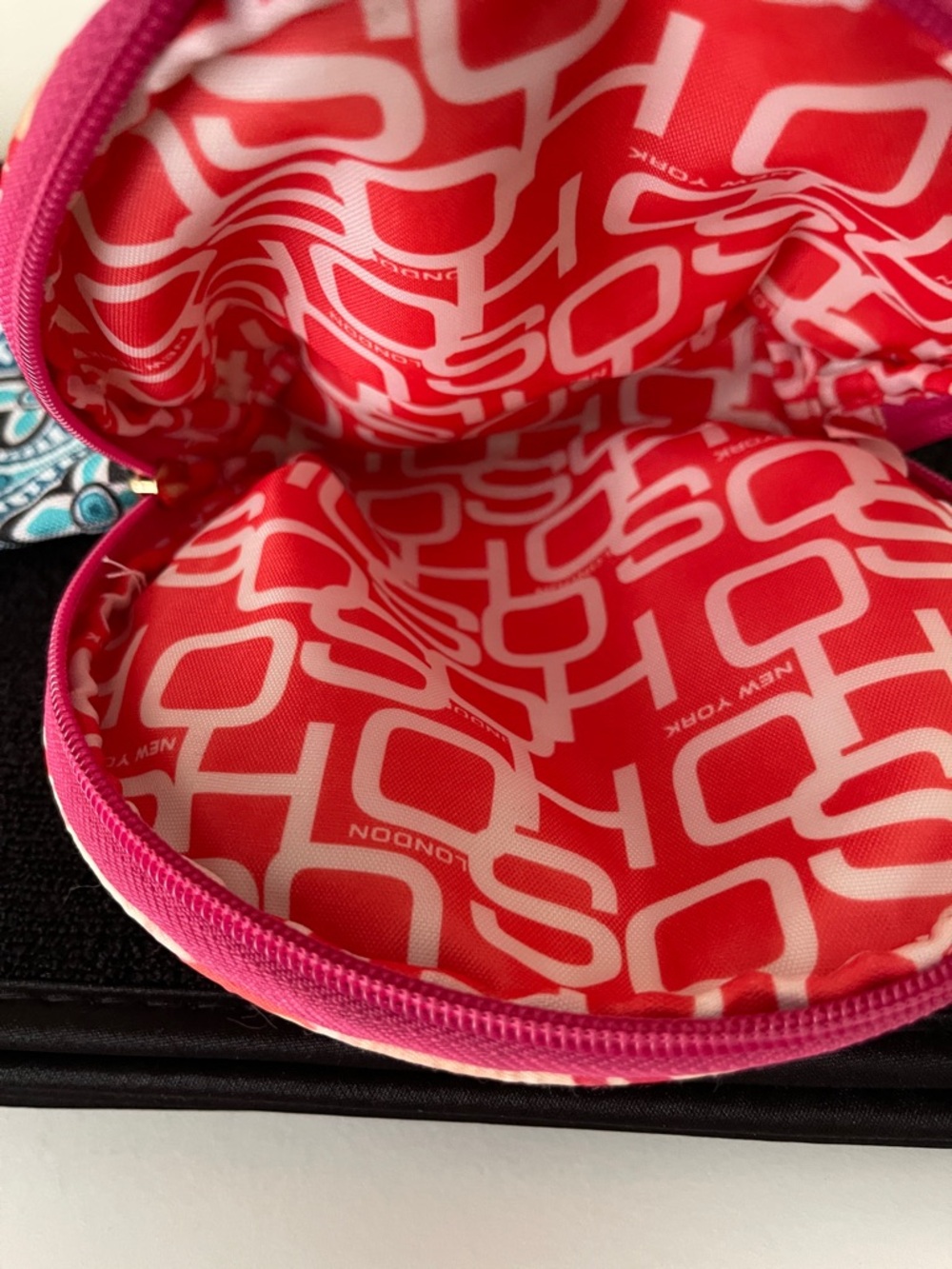 Soho Blue Geometric Zip Pouch + Pink Orange Animal Print Coin Case - Picture 8 of 9